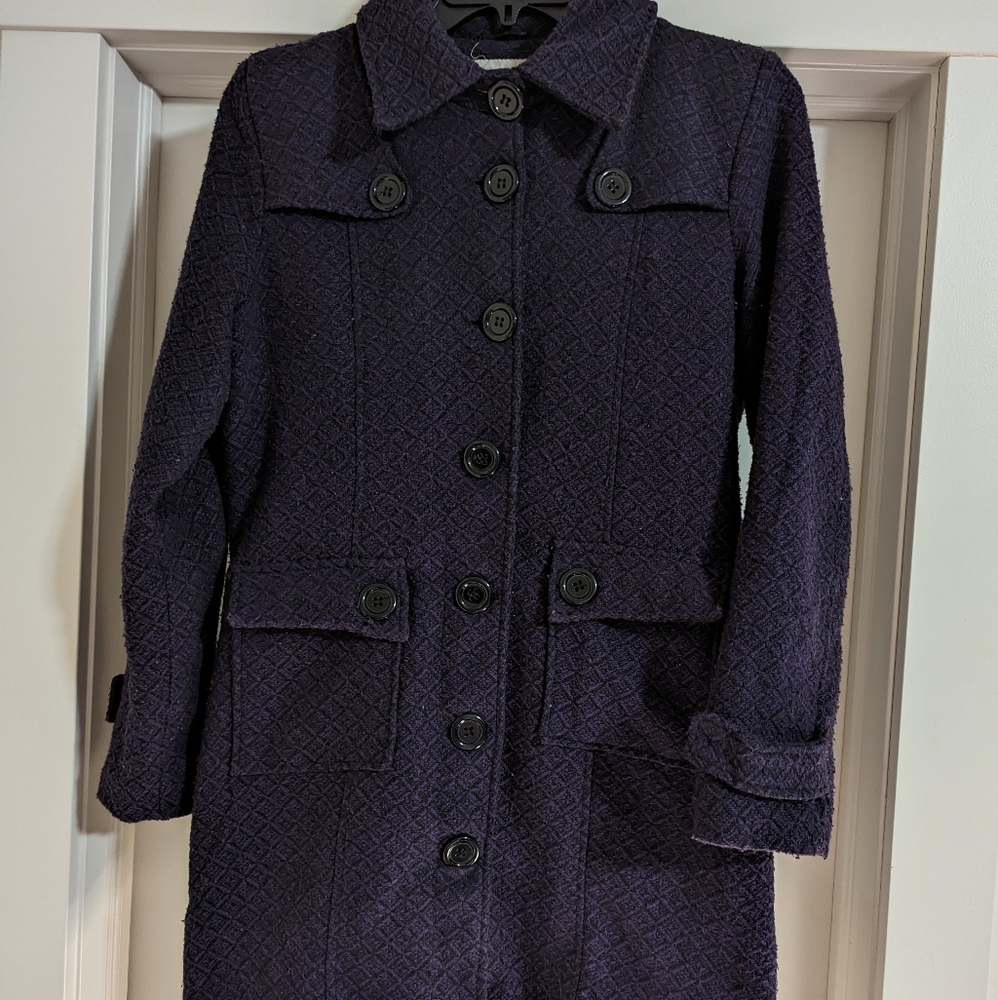 Purple Patterned Trench Coat